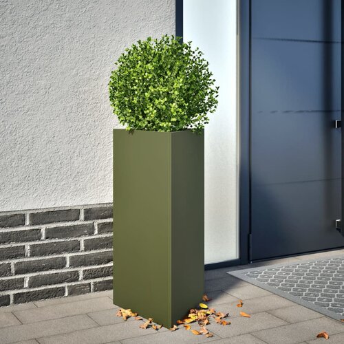 Furnova Vrtno korito 2 kosa olivno zelena trikotnik 40x34,5x70 cm jeklo, (21920308) Slike