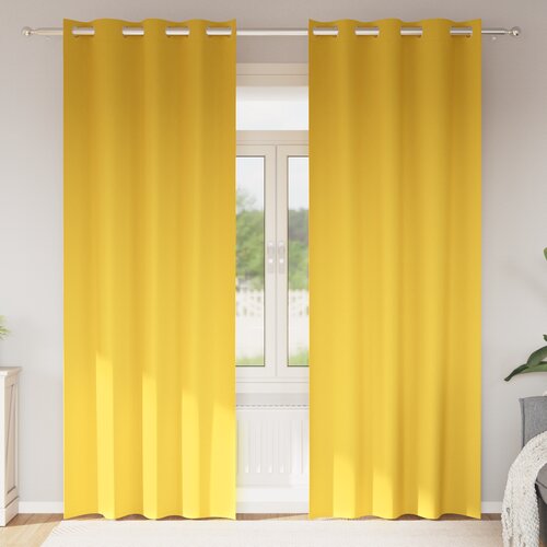 vidaXL Zavjese 2 pcs žuta boja senfa 245 x 140 cm Poliester Cene