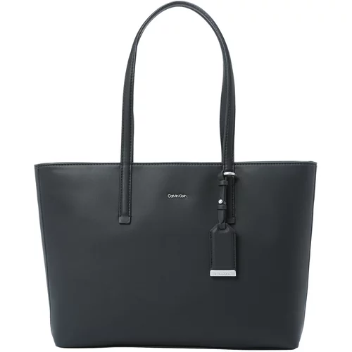 Calvin Klein Nakupovalna torba 'Must' črna / srebrna