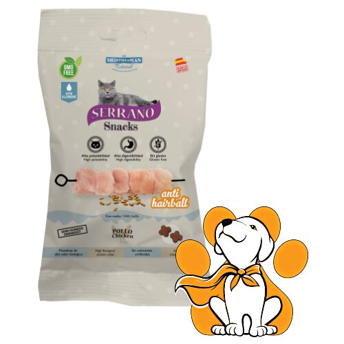 Mediterranean Natural cat Serrano AntiHairball Chicken 50g, Mesne Poslastice Cene