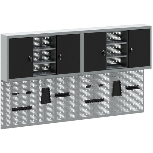 vidaXL 4 delni orodjar in pegboard komplet za montažo na steno črna kovina, (22048523) Cene