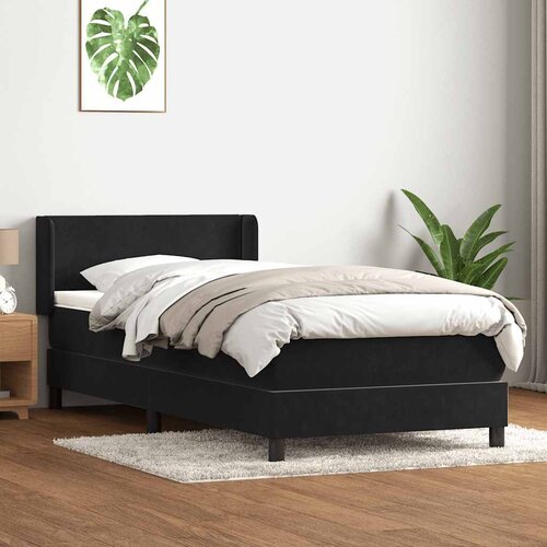 vidaXL Box spring postelja z vzmetnico črna 80x220 cm žamet Cene
