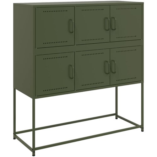 Maison Chic Komoda - Predalnik olivno zelena 100,5x39x107 cm jeklo, (21715697) Slike