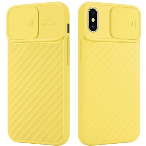 Cadorabo Ohi&amp;scaron;je, združljiv z Apple v Matt Yellow - Za&amp;scaron;čitni pokrov iz fleksibilnega silikona TPU in z za&amp;scaron;čito pred kamero, (20591400) Slike