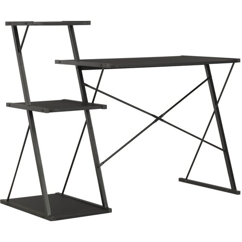  Radni stol s policom crni 116 x 50 x 93 cm Slike