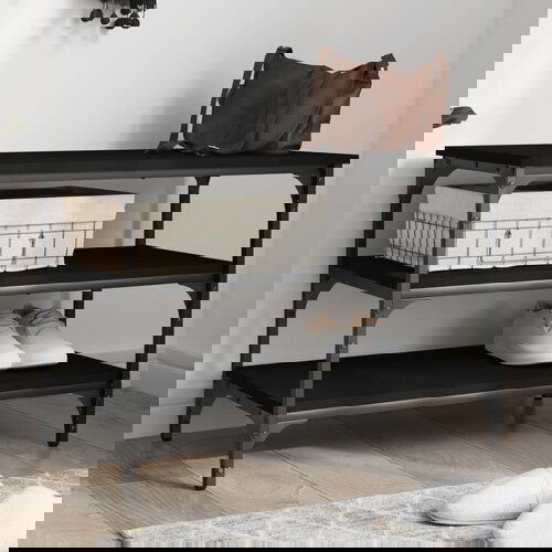 VidaXL Klupa za cipele crna 70 x 38 5 x 49 cm od konstruiranog drva Slike