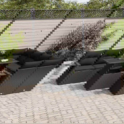 vidaXL 9-dijelni set vrtnih sofa s jastucima crni od poliratana Cijene