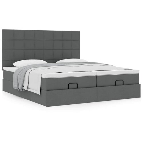 VidaXL Otomanski okvir kreveta s madracima tamnosivi 200x200cm tkanine Slike