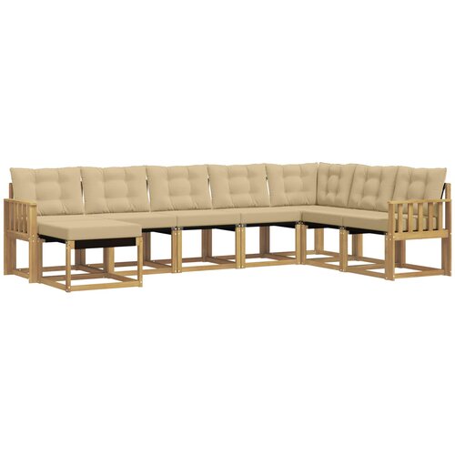  Set vanjskih sofa 8 kom. Bijela i bež Smeđa 306 x 187,5 x 73 cm Slike
