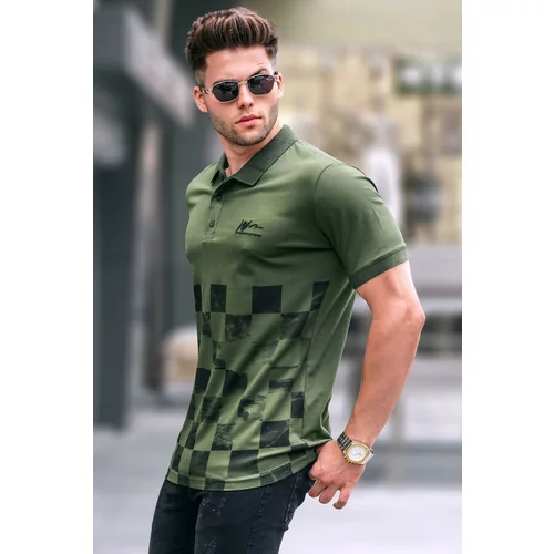 Madmext Khaki Green Patterned Men's Polo Neck T-Shirt 5871