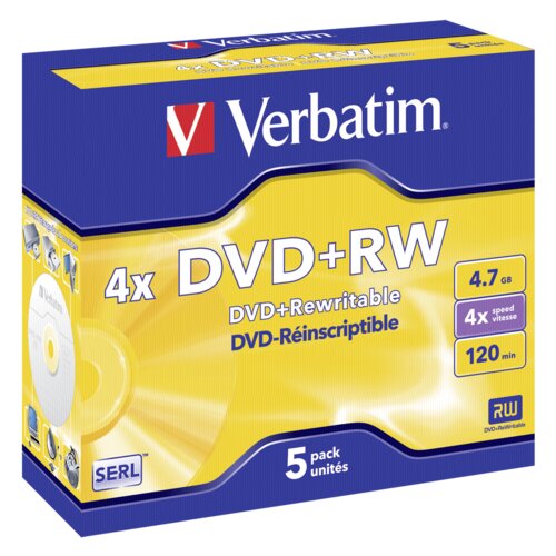 Verbatim 1x5 DVD+RW 4,7GB 4x Speed, matt silver Jewel Case Slike