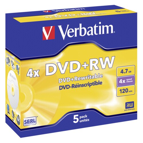 Verbatim DVD+RW 4.7GB X4 PRATA FOSCO (CAIXA DE 5 CROCOS) PARA GRAVA&Ccedil;&Atilde;O, (5000260826) Cene