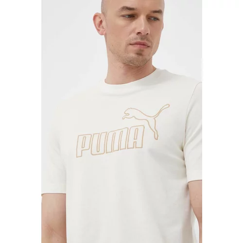 Puma Majica kratkih rukava za muškarce, boja: bež, s aplikacijom