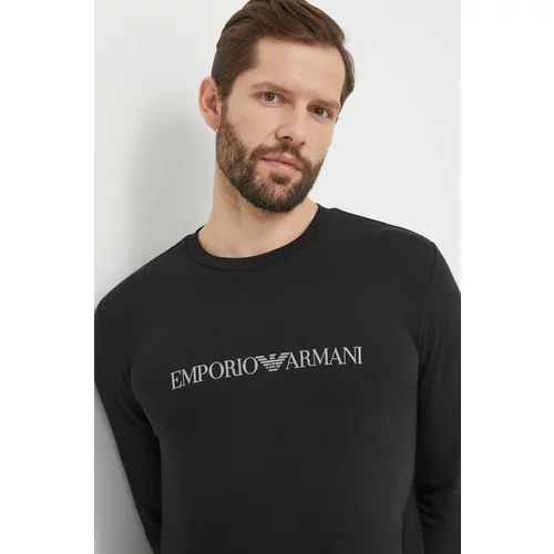 Emporio Armani Underwear Homewear dukserica boja: crna, s tiskom, 111785 4R571