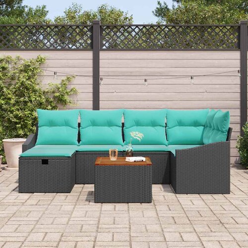  Sjedeća garnitura za vrt 7 kom. Crna poliratan 233,5 x 123,5 x 85 cm Slike