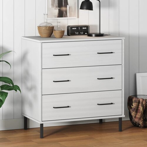  Komoda s 3 ladice bijela 77x40x79,5 cm od masivnog drva OSLO Slike