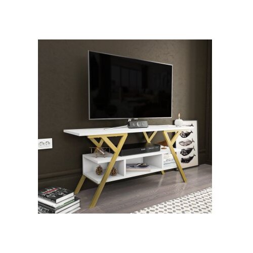 Hanah home tv polica minerva gold white Cene