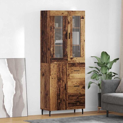 vidaXL Highboard s ladicama 2 pcs Staro drvo Inženjerska drva i staklo Cijene