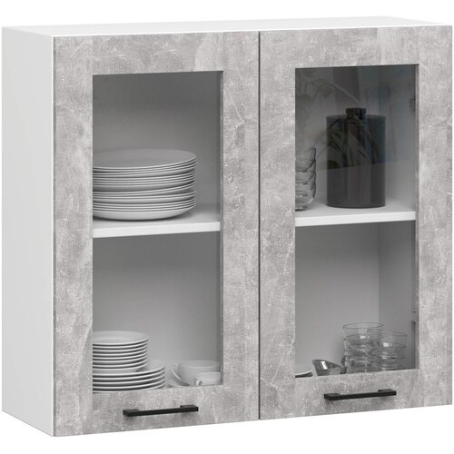 AKORD OLIWIA Kabinet za prikaz W80 H720 BELO / BETON, (21713593) Cene