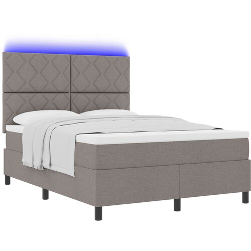 vidaXL Škatlasta vzmetnica z vzmetnico & LED Taupe 140x200 cm Tkanina, (22083076) Cene