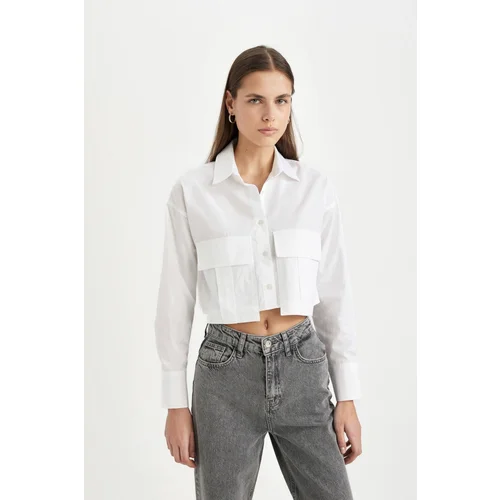 Defacto Crop Gabardine Long Sleeve Shirt