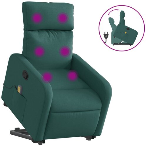 Maison Chic masažni naslanjač - Relax naslanjač s funkcijo vstajanja temno zeleno blago, (22062109) Cene