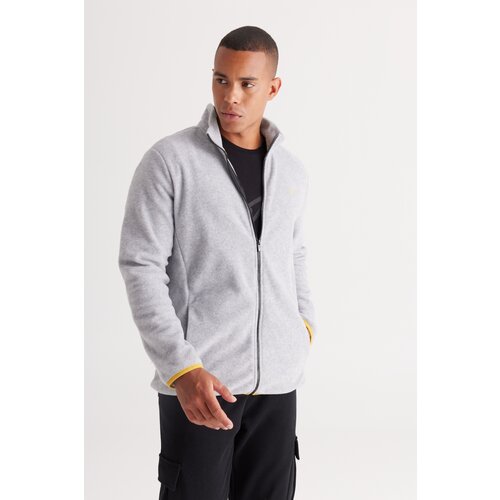 AC&Co / Altınyıldız Classics Men's Gray Melange Standard Fit Normal Cut Cold Proof High Neck Fleece Sweatshirt Jacket Cene