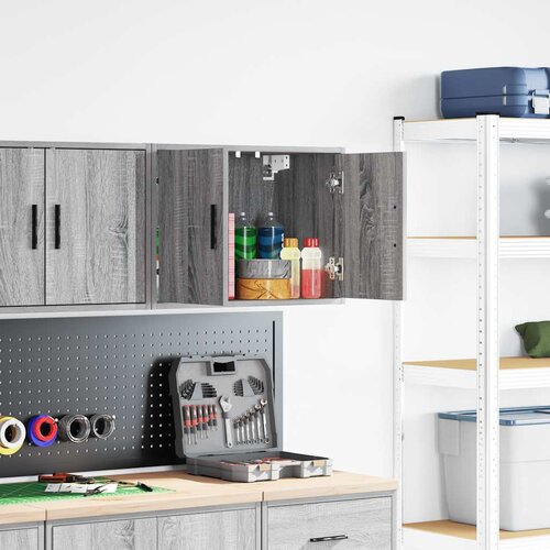 vidaXL Garažni stenski kabinet Siv Sonoma inženirski les Cene