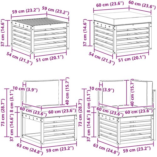  Set vanjskih sofa 7 pcs Bijela i bež Poliester Slike