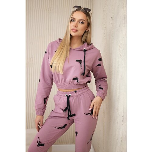 Kesi Set with printed pistols in dark pink color Cene