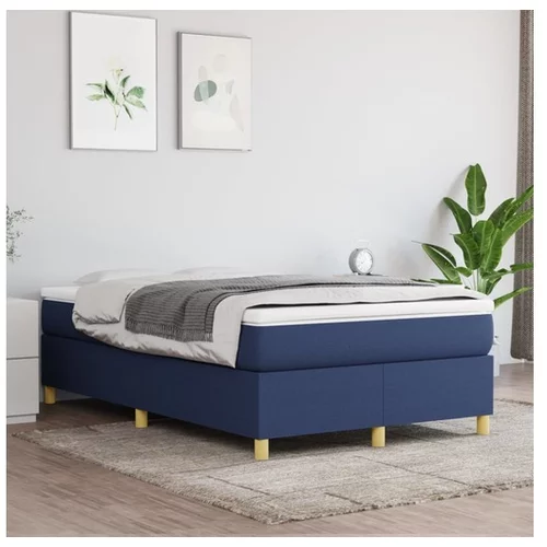  Box spring postelja z vzmetnico moder 120x200 cm blago
