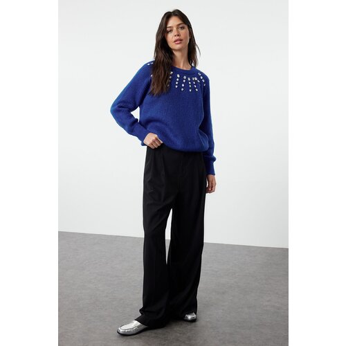 Trendyol Saks Soft Textured Stone Detailed Knitwear Sweater Slike
