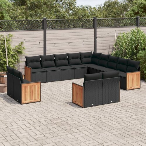  13-dijelni set vrtnih sofa s jastucima poliratan crni Cijene