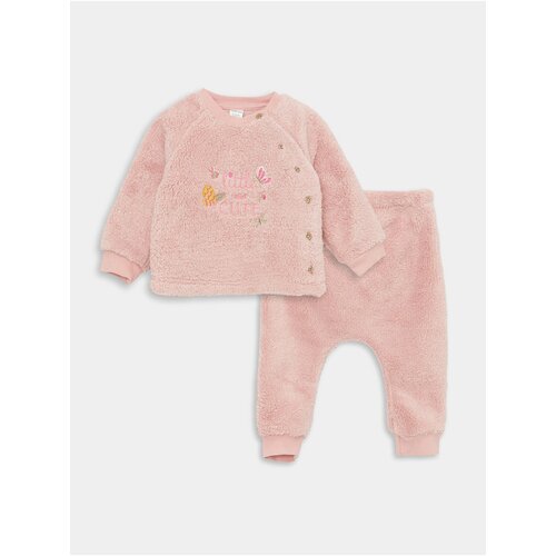 LC Waikiki Crew Neck Long Sleeve Embroidery Detailed Baby Girl Cardigan and Pants Set of 2 Cene