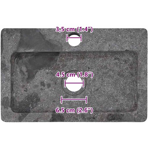  Zidni umivaonik sivi 38 x 24 x 6,5 cm mramorni Slike