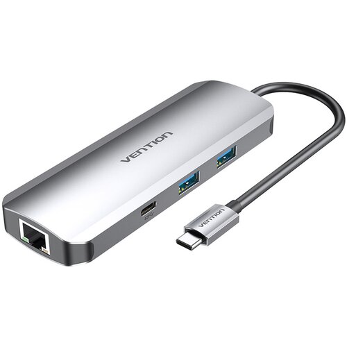 9 u 1 USB-C na HDMI/USB-C/USB x2/RJ45/SD/TF/TRRS/3,5mm - Sivi Cene