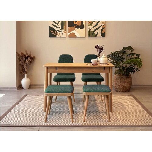 Hanah home Set Trpezarijski sto i 4 trpezarijske stolice Vina Mini 02 1070, Zeleni Slike