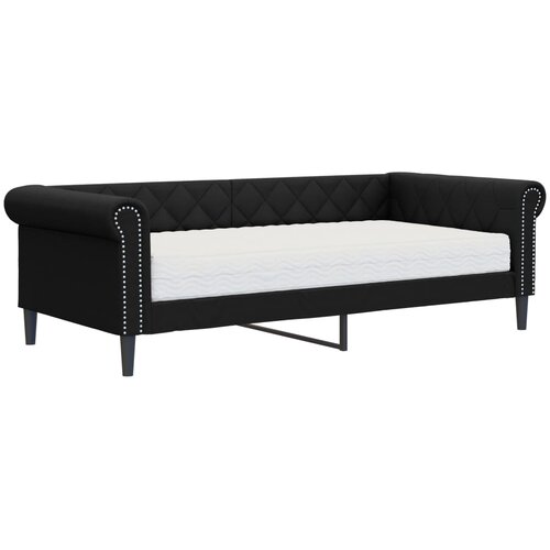  Dnevni krevet s madracem crni 90 x 200 cm od umjetne kože Slike