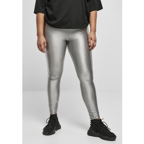 Urban Classics ladies highwaist shiny metalic leggings darksilver Slike