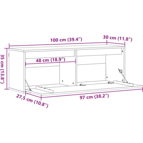  Ormar za Zid Vo&amp;scaron;tano smeđa 100 x 30 x 35 cm Masivna borovina Slike