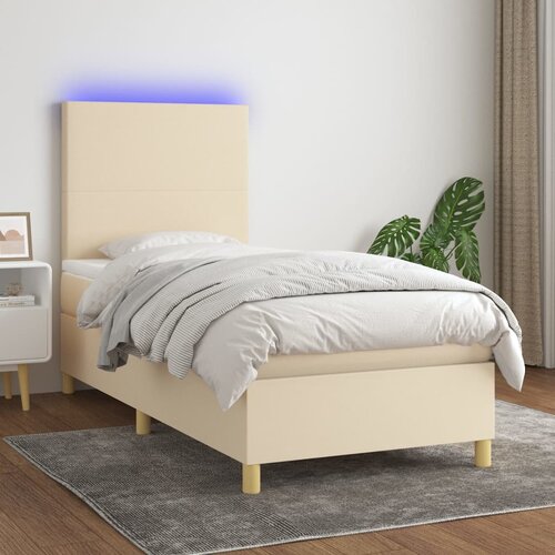 The Living Store Box spring postelja z vzmetnico LED krem 90x190 cm blago - Box Spring Postelja, (21518180) Cene
