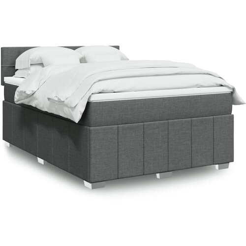 vidaXL Box spring postelja z vzmetnico temno siva 140x200 cm blago Cene