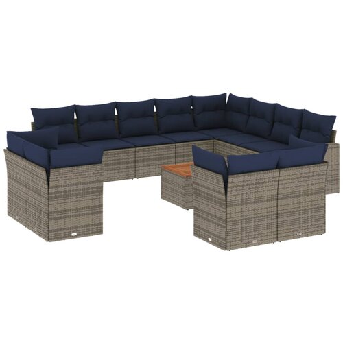 vidaXL 13-dijelni set vrtnih sofa od poliratana s jastucima sivi Cijene
