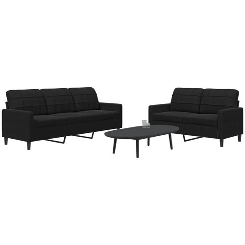 vidaXL 2-dijelni set sofa s jastucima crni baršunasti Cijene