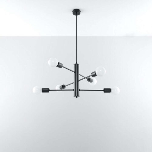 Sollux SL.0305 - Luster na sajli DUOMO 6 6xE27/60W/230V crna Slike