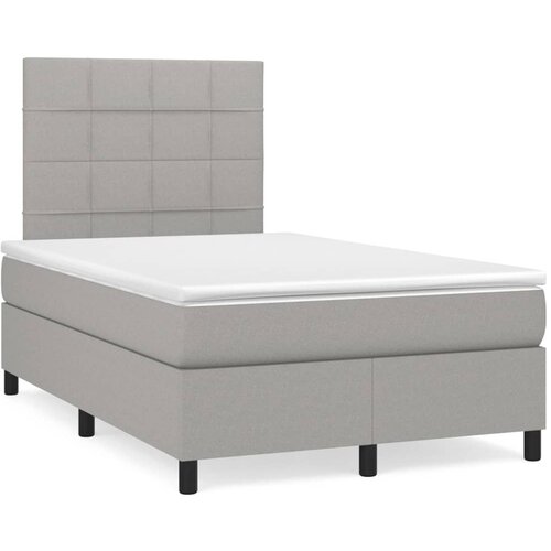 VidaXL Box spring postelja z vzmetnico svetlo siva 120x200 cm blago, (20790654) Slike