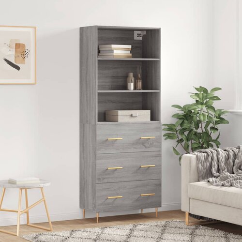 The Living Store Visoka komoda siva sonoma 69,5x34x180 cm inženirski les - Visoka Omarica, (21430593) Slike