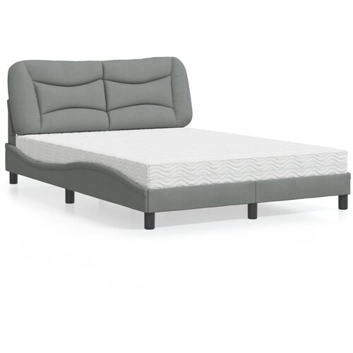 VidaXL Krevet s madracem svjetlosivi 140x190 cm od tkanine Slike
