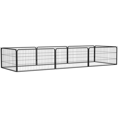  Ograda za pse s 8 panela crna 100 x 50 cm čelik obložen prahom Cene