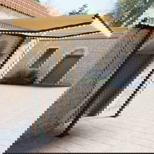  Automatska tenda sa senzorom LED 3 x 2 5 m žuto-bijela Slike